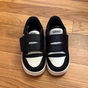 Adidas Kids Black and White Velcro Sneakers